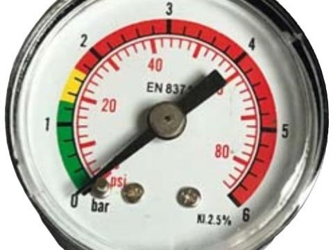 Manométer (0- 6 bar) hátsó csatlakozású 1/8", DN-40 Manométer (0- 6 bar) hátsó csatlakozású 1/8", DN-40