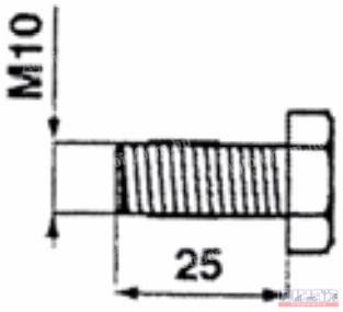 Késtartó csavar M10x25, DN-25