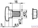 Késtartó csavar+anya M12x29, DN-20