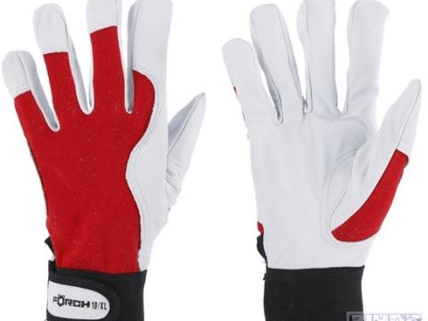Védőkesztyű szerelő nappabőr soft (piros-fehér-fekete) 7 méret