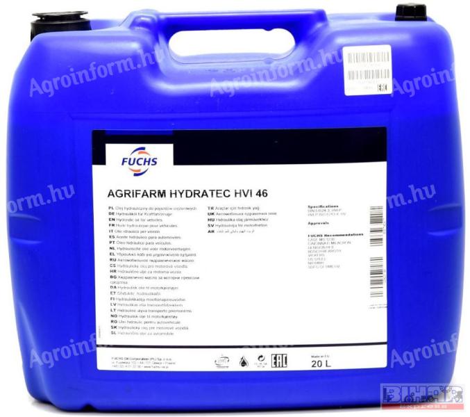 Fuchs Agrifarm hidraulikaolaj HVI 46 20 liter