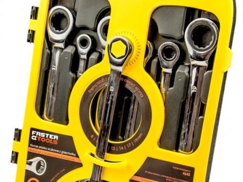 Csillag-villás kulcs készlet 8-19, 7 db-os racsnis