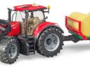 Case IH Optum 300CVX homlokrakodóval és bálaszállító pótkocsival, 8 körbálával Bruder 