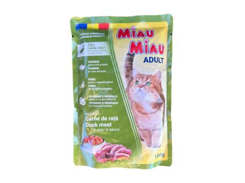Miau kacsahúsos nedves macskaeledel felnőtt cicáknak 100g Miau kacsahúsos nedves macskaeledel felnőtt cicáknak 100g