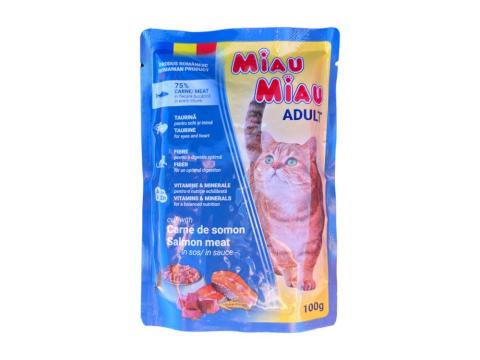 Miau lazacos nedves macskaeledel felnőtt cicáknak 100g Miau lazacos nedves macskaeledel felnőtt cicáknak 100g