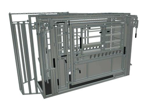 Szarvasmarha kezelőkaloda - horganyzott , szűkíthető oldalfalak Szarvasmarha kezelőkaloda - horganyzott , szűkíthető oldalfalak