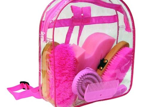 Lóápoló készlet hátizsákkal - rózsaszín