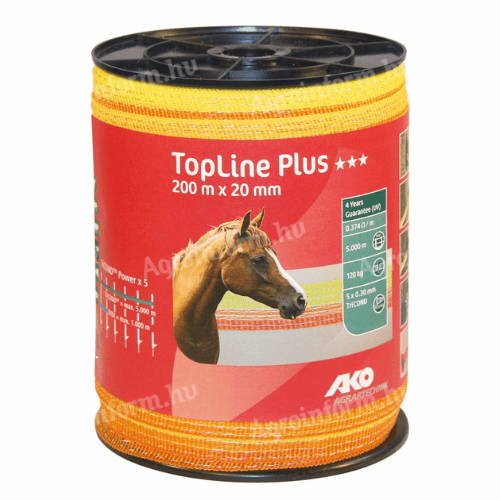 AKO TopLine Plus villanypásztor szalag 20mm 200m sárga/narancs
