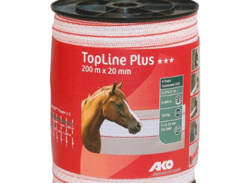 AKO Topline plus villanypásztor szalag 20 mm 200 m fehér/piros AKO Topline plus villanypásztor szalag 20 mm 200 m fehér/piros
