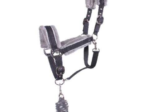 Dolci szőrmés kötőfék vezetőszárral - cob , szürke Dolci szőrmés kötőfék vezetőszárral - cob , szürke