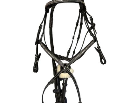 Mexikói orrszíjas kantár fémdísszel - barna , full Mexikói orrszíjas kantár fémdísszel - barna , full