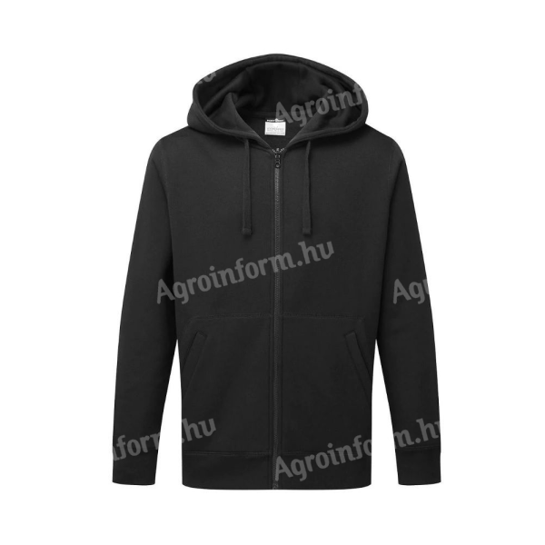 Kapucnis pulóver cipzáros fekete