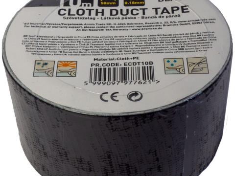Ragasztószalag szövetszalag fekete 10m Ragasztószalag szövetszalag fekete 10m