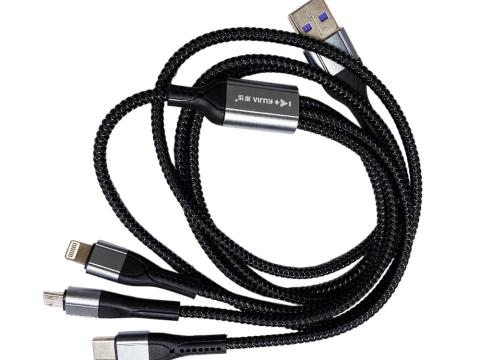 USB töltőkábel 3 végződéssel Micro USB Type-C Lightning USB töltőkábel 3 végződéssel Micro USB Type-C Lightning