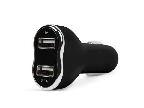 Szivargyújtó dupla USB autó telefontöltő fekete