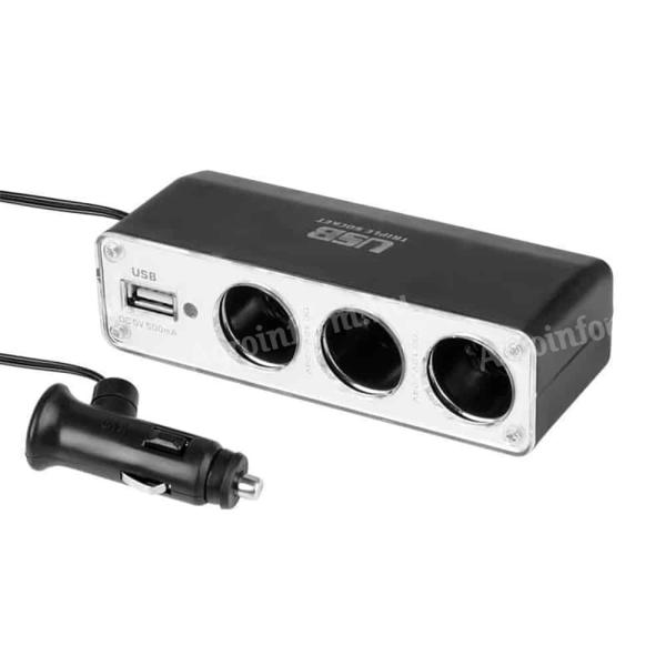 3-as szivargyújtó elosztó USB aljzattal