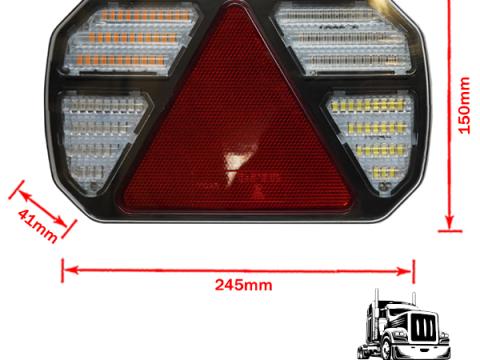Lámpa LED 6 funkciós háromszög prizmás 12V-24V Lámpa LED 6 funkciós háromszög prizmás 12V-24V
