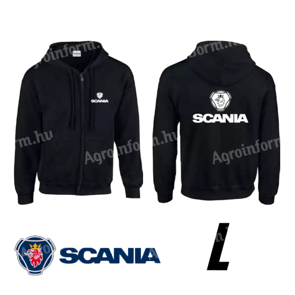 Fekete kapucnis pulóver Scania logóval