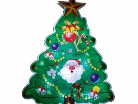 Karácsonyi ablakdísz karácsonyfa 20 cm, LED-es, elemes Karácsonyi ablakdísz karácsonyfa 20 cm, LED-es, elemes