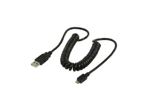 USB töltőkábel USB-A micro USB-B spirál 2m