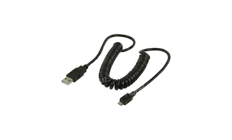 USB töltőkábel USB-A micro USB-B spirál 2m