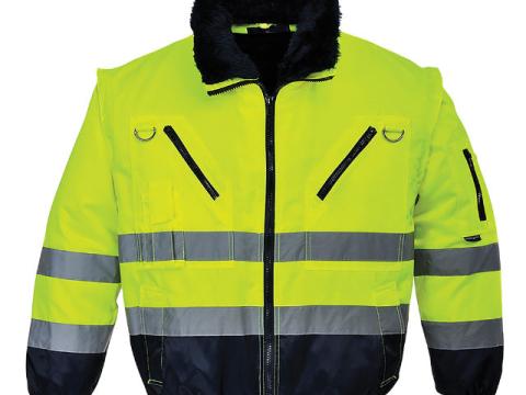 Láthatósági kabát sárga-sötétkék pilóta dzseki 3 az 1-ben