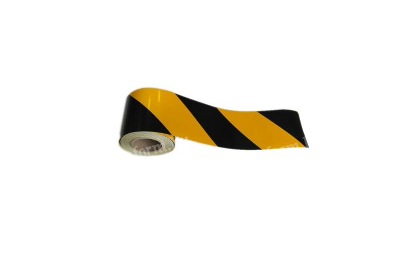 Fényvisszaverő szalag 10 cm sárga-fekete csíkos