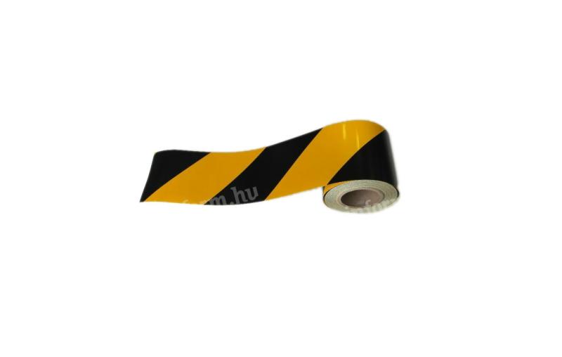 Fényvisszaverő szalag 10 cm sárga-fekete csíkos