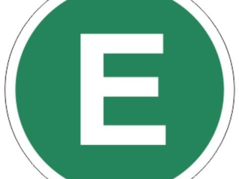 Matrica E EUR4 zöld körben fehér E Matrica E EUR4 zöld körben fehér E