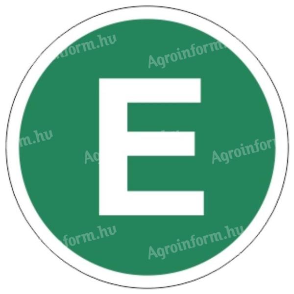 Matrica E EUR4 zöld körben fehér E