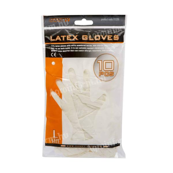 Egyszer használatos gumikesztyű latex 10 db L