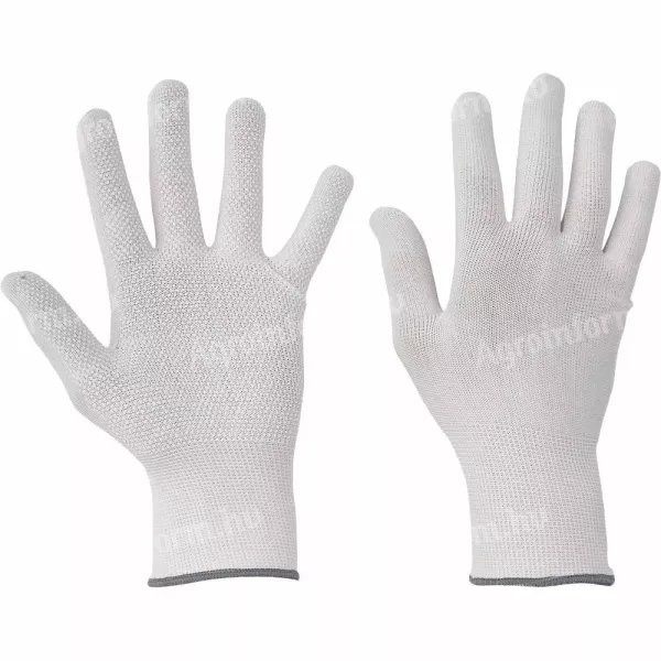 Munkavédelmi kesztyű BUSTARD EVO LIGHT fehér, tenyéren PVC pöttyökkel - 12-es