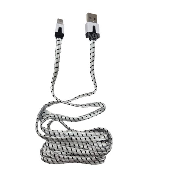 Micro USB-B adat- és töltőkábel 2 m fekete-fehér