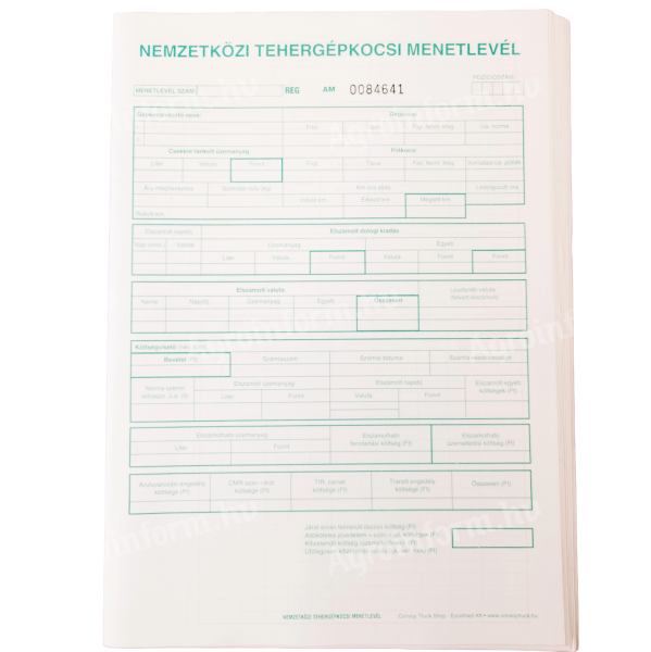 Nyomtatvány Nemzetközi menetlevél