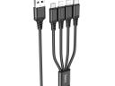 Usb kábel 4 az 1 ben  (Lightning/Type-C Micro USB) 1m fekete X76
