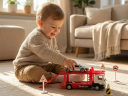 Játék kamion 1:64 Scania autószállító szett