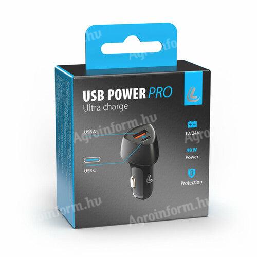 Szivargyújtó usb gyorstöltő PD / QC 3.0 48W