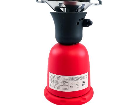 Kemping gázfőző egyégős műanyag testű piros/fekete 190g gázpalackhoz