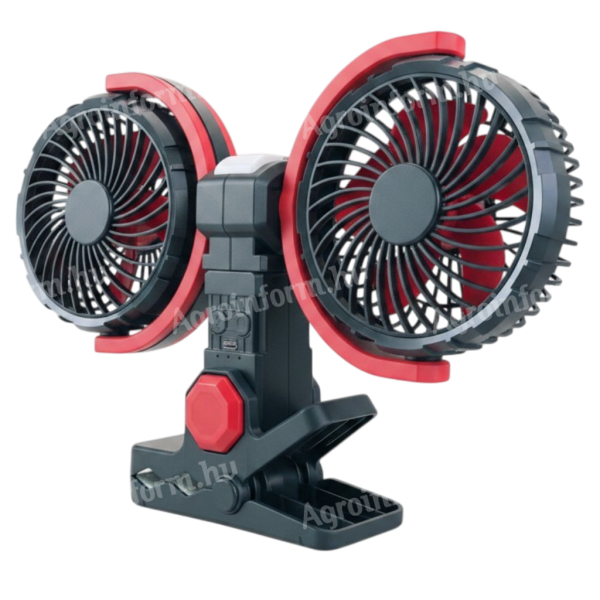 USB ventilátor akkumulátoros, csipeszes LED világítással 15cm