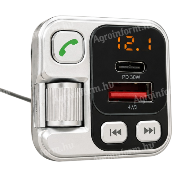 FM Transmitter Bluetooth 45W PD + QC 3.0 autós töltő Kihangosítóval