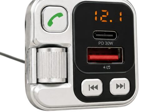 FM Transmitter Bluetooth 45W PD + QC 3.0 autós töltő Kihangosítóval