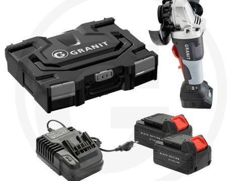 7306020 GRANIT BLACK EDITION Akkus sarokcsiszoló - 2 db 18 V 4,0 Ah lítiumion-akkumulátort és 1 db akkumulátortöltőt tartalmaz 7306020 GRANIT BLACK EDITION Akkus sarokcsiszoló - 2 db 18 V 4,0 Ah lítiumion-akkumulátort és 1 db akkumulátortöltőt tartalmaz