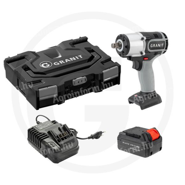 12271605 GRANIT BLACK EDITION 1/2” akkus ütvecsavarozó - 1 db 18 V 5,0 Ah lítiumion-akkumulátort és 1 db akkumulátortöltőt tartalmaz