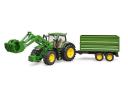 03155 BRUDER John Deere 7R 350 traktor homlokrakodóval és pótkocsival - 11138854 