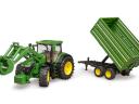 03155 BRUDER John Deere 7R 350 traktor homlokrakodóval és pótkocsival - 11138854 