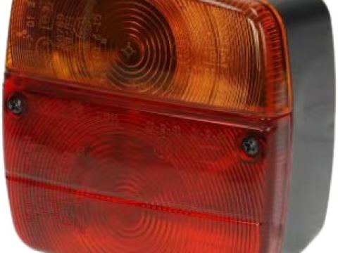 LA11003 Sacex Hátsó lámpa négyzetes, 12/24 V, piros/borostyán, felcsavarozható, 105x100x52 mm