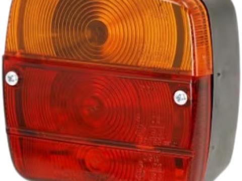 LA11004 Sacex Hátsó lámpa négyzetes, 12/24 V, piros/borostyán, felcsavarozható, 105x100x52 mm