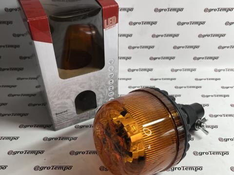 LA20090 KRAMP LED-es forgóvillogó, 20 W, 12-24 V, borostyánsárga, rugalmas rudas rögzítés, Ø 126 mm x 201 mm