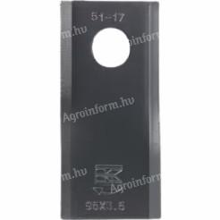 56151310KR, Kramp, Kaszapenge jobb 95x45x3,5 mm, Ø16,25 mm-es furat, Kuhnhoz/John Deere-hez/New Hollandhoz, 25-ös csomag