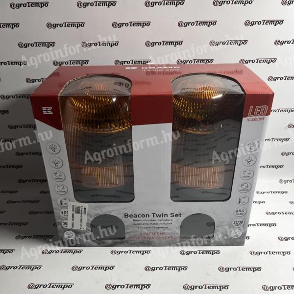 LA20095 Kramp 2 db szinkronizálható LED-es TWIN forgóvillogó készlet, 12-24 V, flexibilis